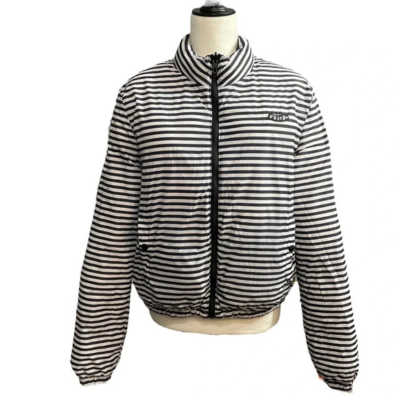Volcom Puffs N Stuff Reversible Zip Up Striped Puffer Jacket Coat Black - Picture 5 of 14